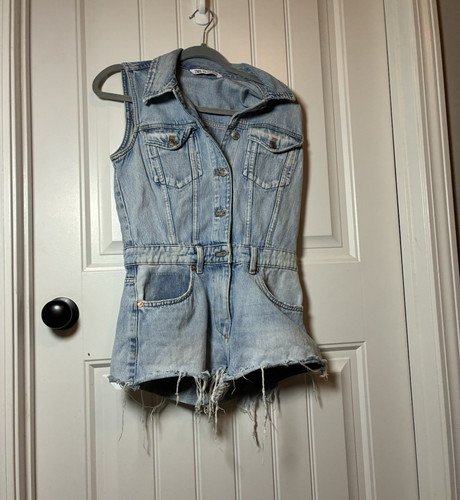 Zara blue denim sleeveless - zara,