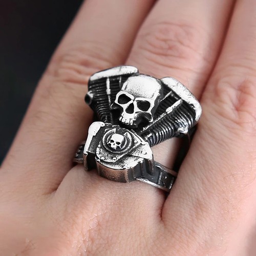 Men silver skull twin - skull, v-twin