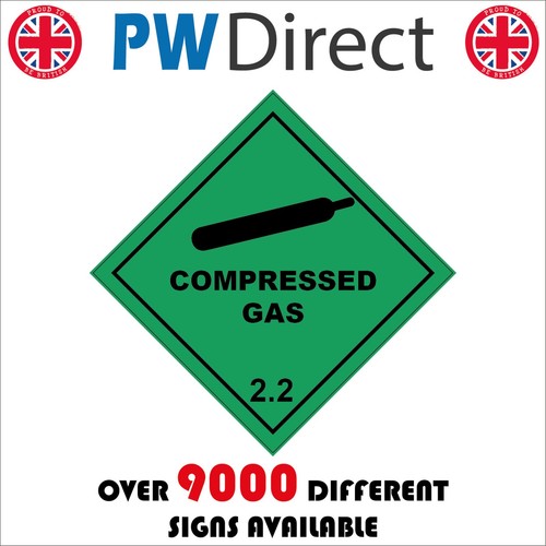 Sign compressed gas green - sign, 2.2