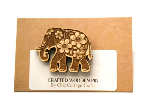 Floral elephant pin engraved - -,
