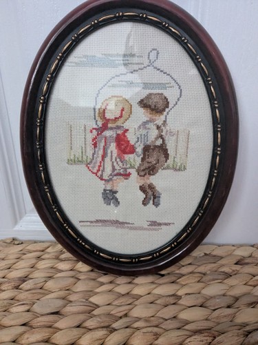 Vtg framed finished cross - framed,