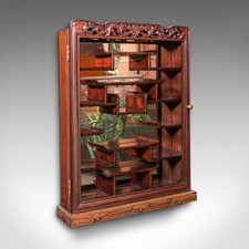 Vintage Glazed Display Cabinet, Chinese, Walnut Collector's Whatnot, Art Deco