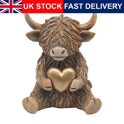 Highland cow figurine gold - cow,