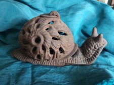 Vintage Cast Iron Snail Hanging Garden Lantern Candle Holder Japanese Patina