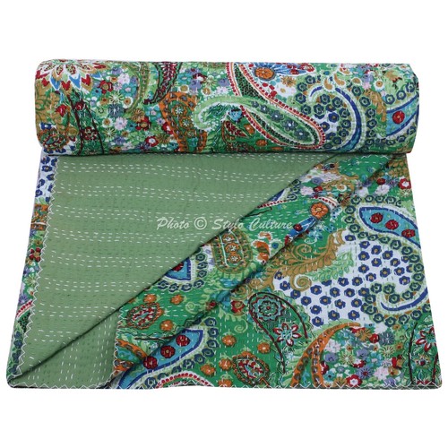 Embroidery twin kantha quilt - embroidery,