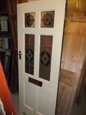 DOOR coloured leaded half glazed period reclaimed 31 3/4"x 79 3/4 "x 1 3/4" app
