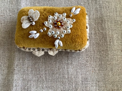 Vintage gold velvet lace - vintage,