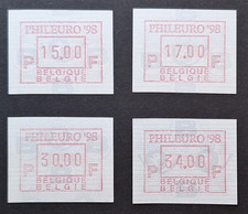 Belgium; 1998 Phileuro '98 Machine ATM Frama Labels; mint