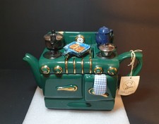 Vintage (With Tags) Sunday Lunch Aga Stove Teapot Green Swineside Teapottery 