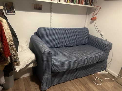 Ikea plaid blue sofa bed - plaid,