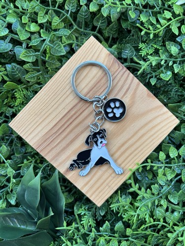 Black and white boxer keyring - white,