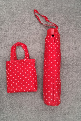 Compact umbrella red polka - compact,