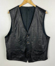 Real Leather Waistcoat Vest Size Large 42" Men`s Black - Good Condition