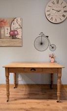 Antique Vintage Pine Farmhouse Dining Table with Drawer Kitchen Island