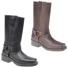 Mens Leather Biker Boots High