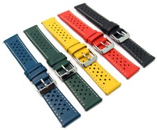 Leather Watch Strap Perforated Retro Racing Style C093 Choose Size & Colour