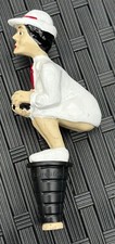 Female Bowls Player Wine Saver/Bottle Stopper Hand Painted  **END OF LINE**