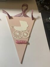 Wooden Hanger Nursery Shabby Chic Rustic Pram Stroller White Personalised 3d (2)