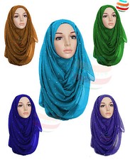 STONE MAXI Scarf Big Large Studded Hijab Sarong Wrap Cape Viscos/Rayon Diamante