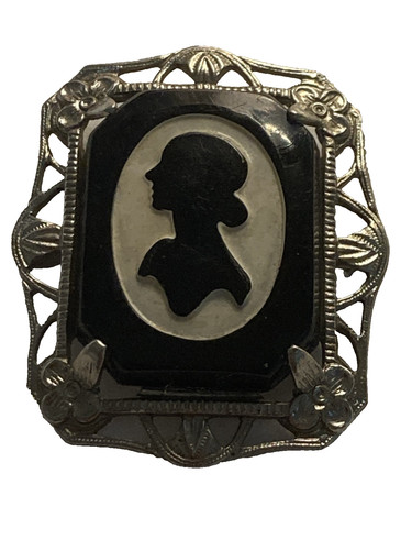 Shadow silhouette cameo brooch - silhouette,