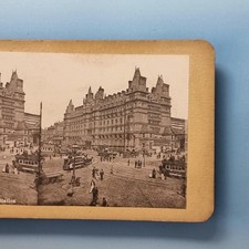 Liverpool Stereoview C1895 Merseyside Victorian Lime St Station Horse Trams