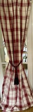 LOVELY NEW ORIGINAL LAURA ASHLEY HIGHLAND CRANBERRY CHECK SINGLE/ DOOR CURTAIN