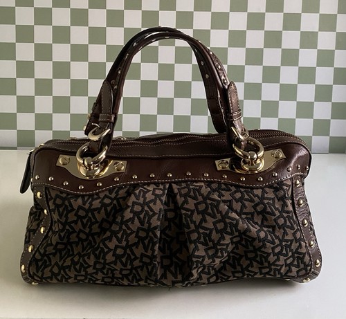 Dkny monogram handbag - handbag, brown