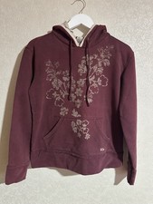 Fat Face Burgundy Floral Detail Super Soft Hoodie Size 12