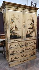 Lacquered Chinoiserie Cabinet Closet Linen Press 1880