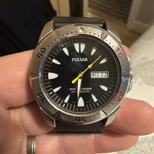 RARE Pulsar Manta Ray  Diver Automatic 7S26-X004 Black Dial Sport Watch Men