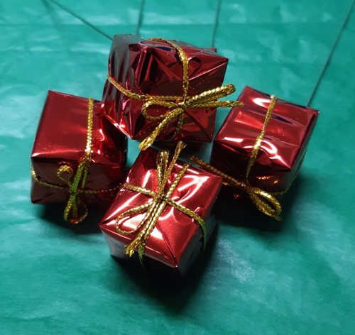 Christmas wreath and present - and,