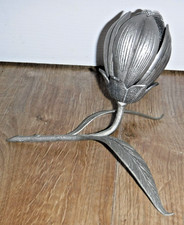 Rare Vintage Floral Centerpiece With 6 Detachable Caviar Spoons ~ Silvered Metal