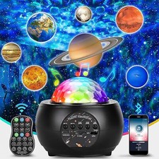 LED Galaxy Star Projector Light Ceiling Starry Night Planets Space Music Lamp 