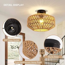 Rattan Ceiling Light Vintage Ceiling Lamp Bohemian Pendant Light Bedroom Hallway