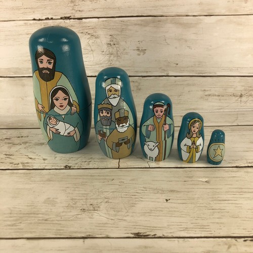 Nativity nesting dolls wooden - nativity,