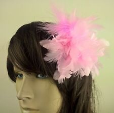 baby pale pink feather fascinator hair clip headpiece wedding party fancy dress