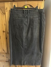 Black Washed Denim Stretch Skirt