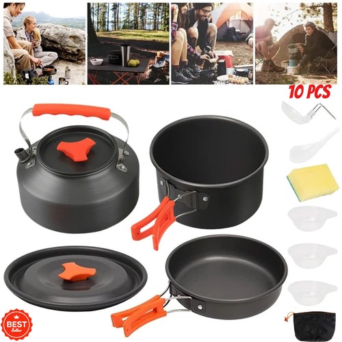 Camping cookware set pot pan - camping,