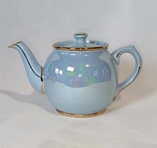 Vintage Sadler Blue Lustre One Person Teapot With Gold Accents- Tiny Chip