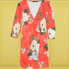 NEW £80 MISSGUIDED SZE 6 RED FLORAL DRESS RACES CLUB CHRISTAMAS HOLIDAY WEDDING