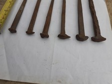 Six ANTIQUE WROUGHT IRON FORGED BLACKSMITH MADE NAILS RECLAIMED
