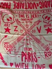 Zadig &Voltaire Parfums grey and pink rock/guitar/skull square scarf