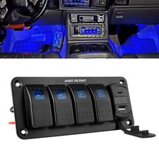 4 Gang USB Blue LED Rocker