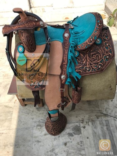 Western leather barrel horse - leather,