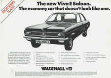 Vauxhall Viva E Saloon HC Limited Edition 1975 UK Market Single Sheet Brochure