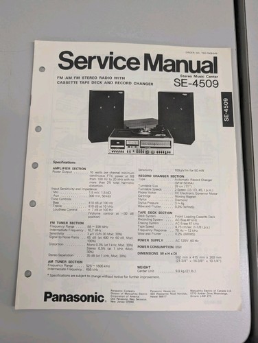 Panasonic 4509 stereo music - panasonic,