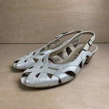 Gabor Peep Toe Silver Leather Heel Sandals Shoes Women’s Size UK 4 H