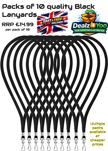 10x black lanyard - black, strap