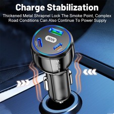 90W Car Charger Adapter with