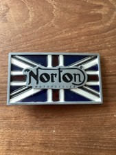 Norton Motorcycles Metal Belt Buckle, Union Jack Design